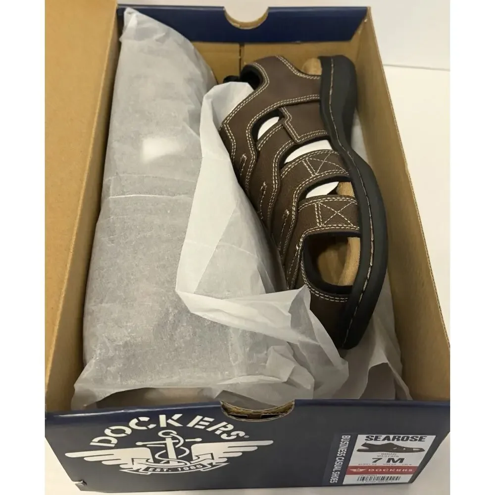 Men’s Dockers Searose Fisherman Brown Sandals 7M Memory Foam Insoles NEW